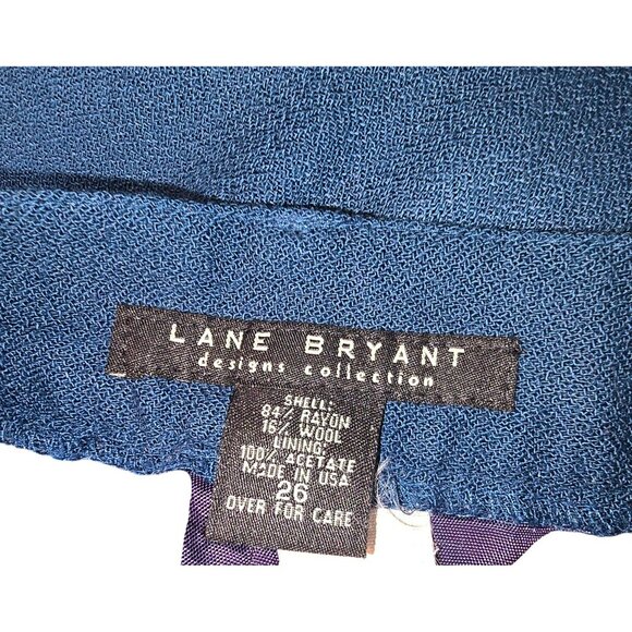 Lane Bryant Womens Blue Wool Blend Pants Plus Size 26 Lined Pleated JJ4054 - Picture 3 of 11